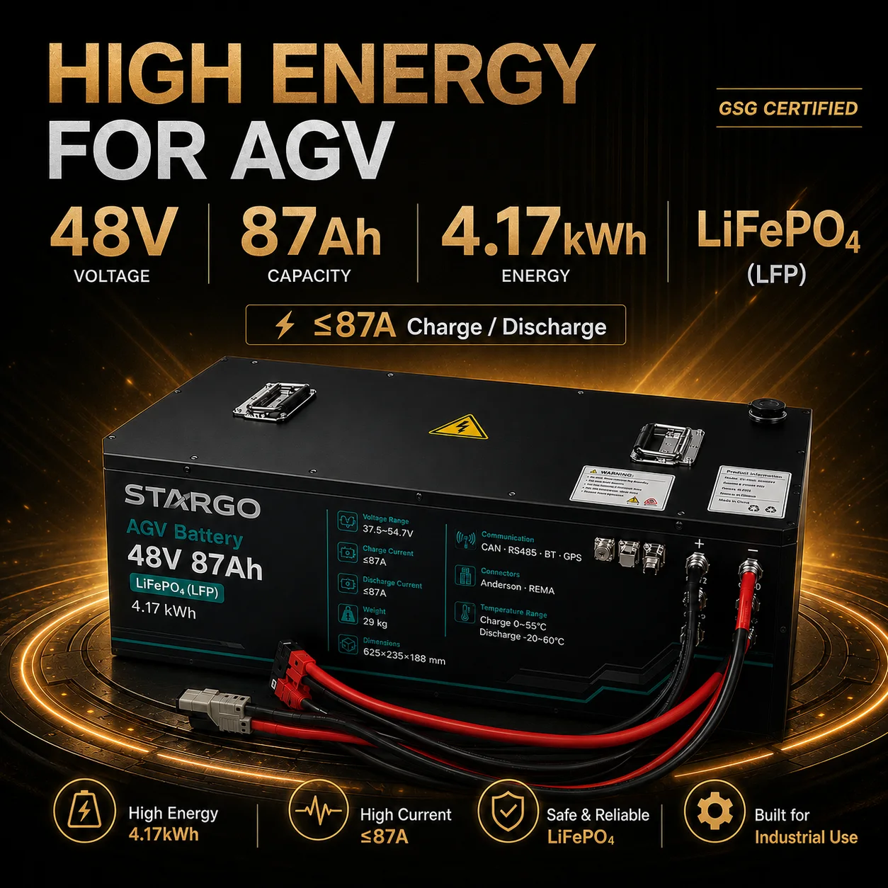 STARGO AGV Pack 48V 87Ah — LiFePO₄ AGV / Mobile Robot Battery