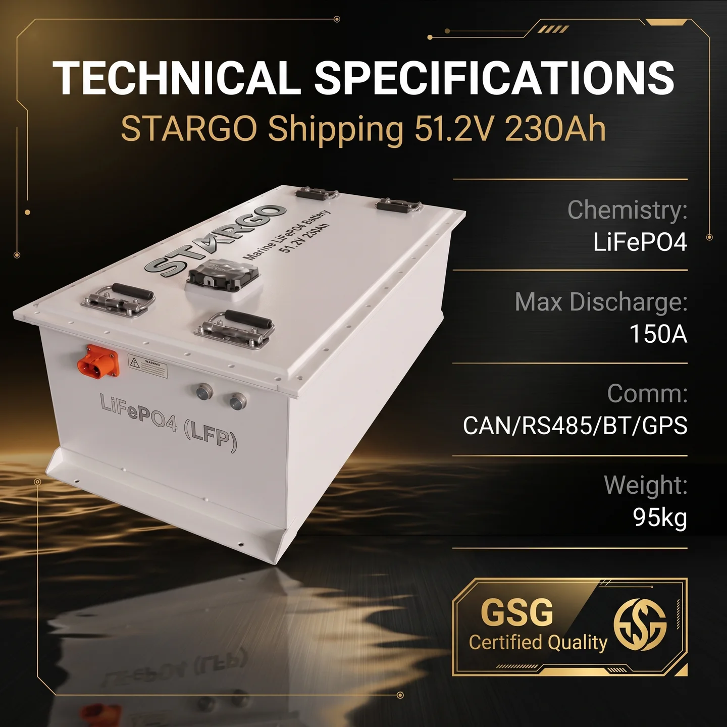 STARGO Marine Pack 51.2V 230Ah — LiFePO₄ Marine / Special Power Battery