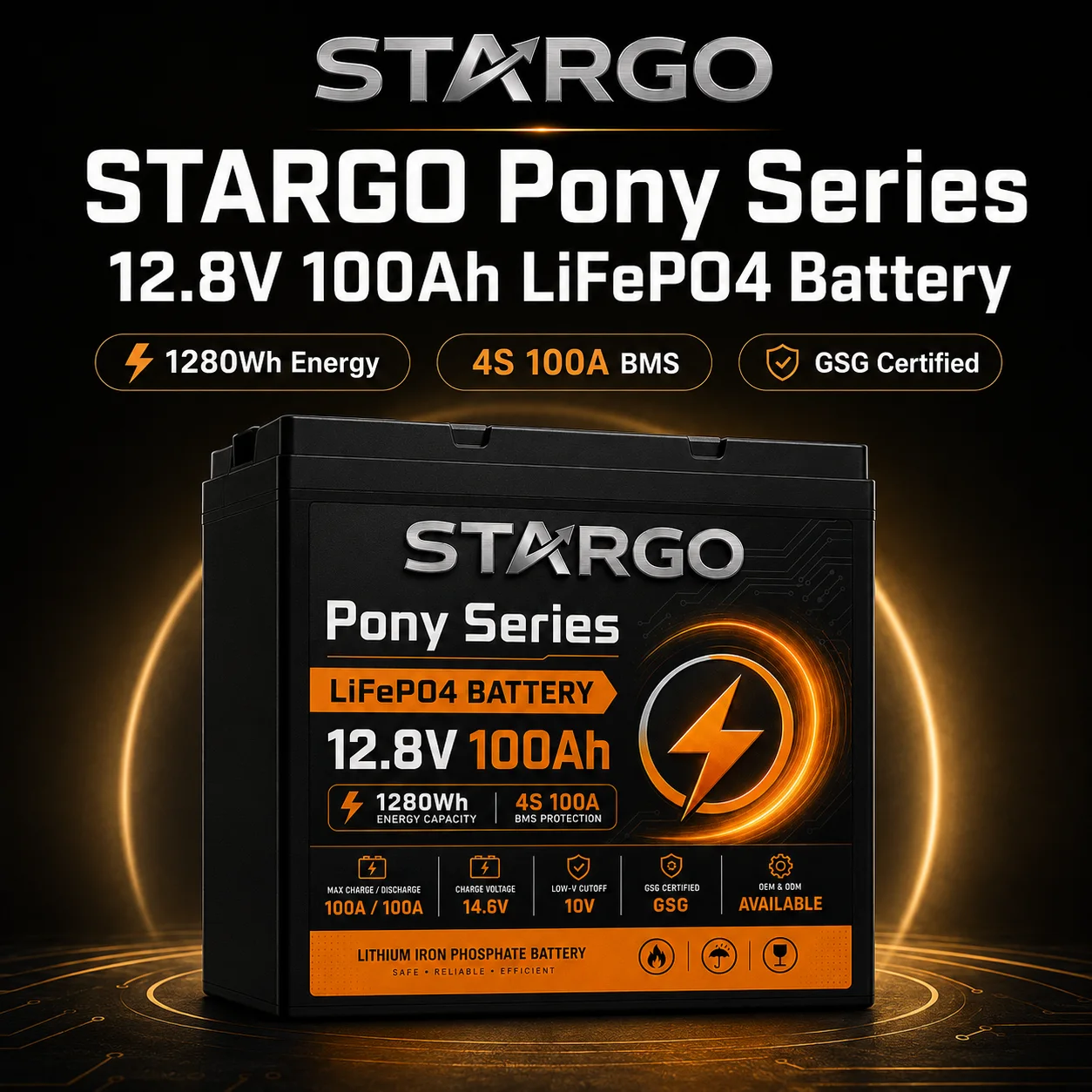 STARGO Pony Series 12V 100Ah — LiFePO₄ General LiFePO₄ Battery