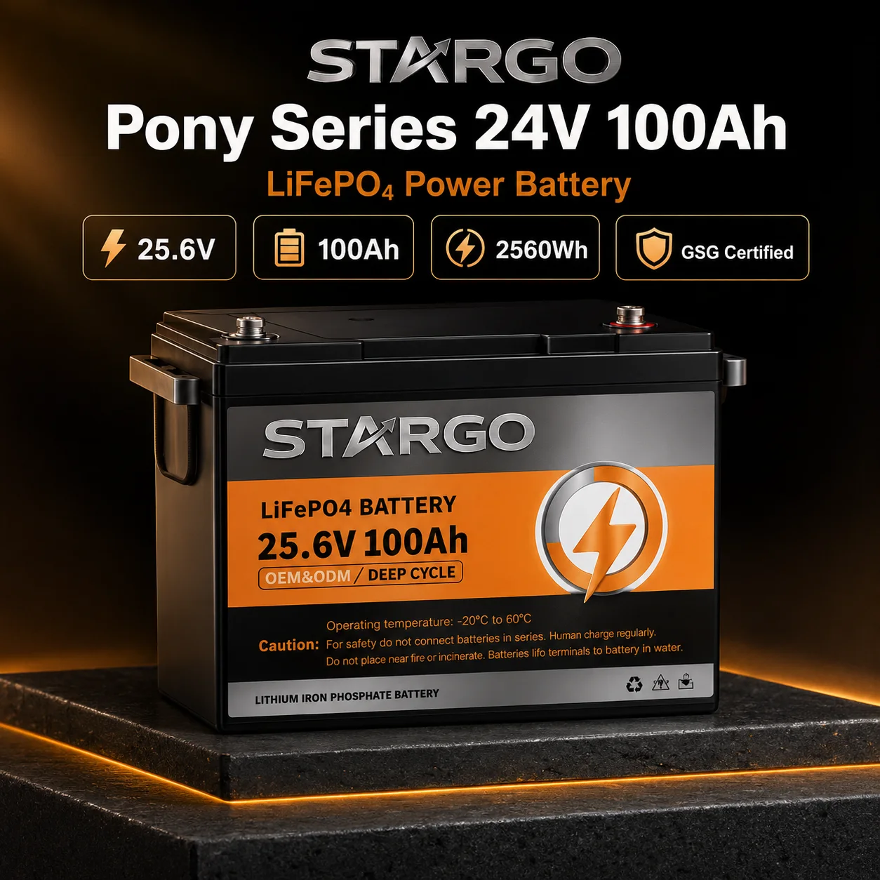 STARGO Pony Series 24V 100Ah — LiFePO₄ General LiFePO₄ Battery