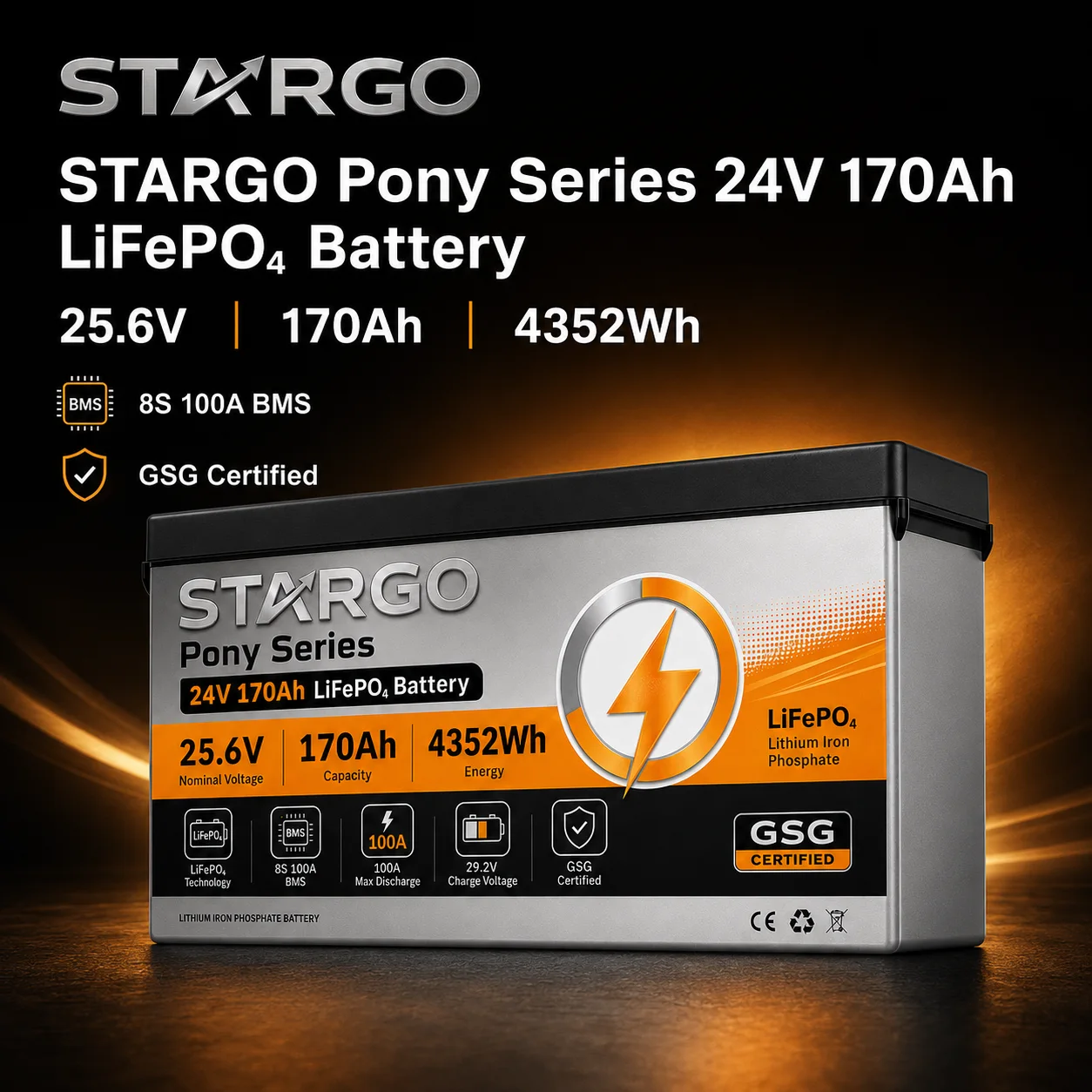 STARGO Pony Series 24V 170Ah — LiFePO₄ General LiFePO₄ Battery