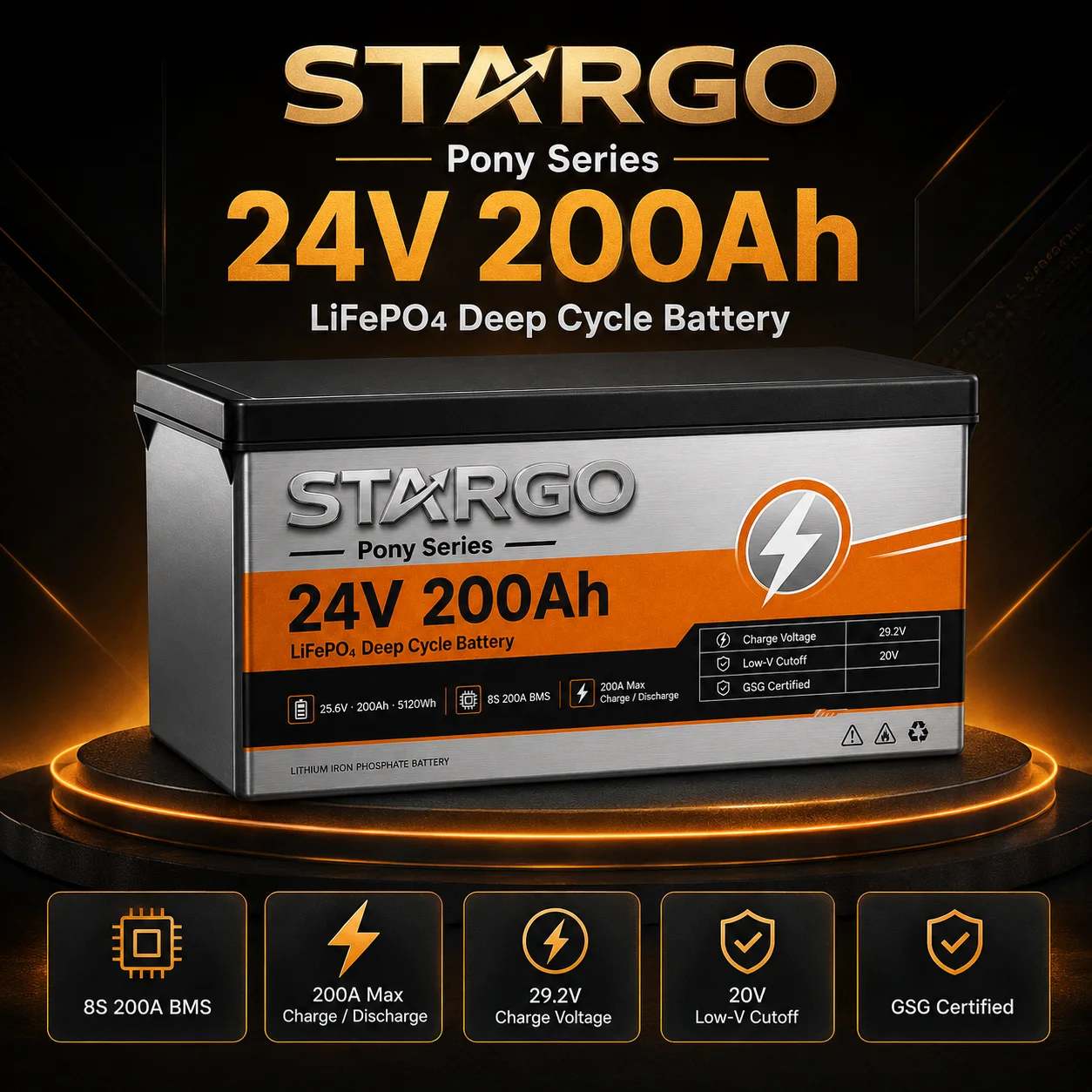 STARGO Pony Series 24V 200Ah — LiFePO₄ General LiFePO₄ Battery