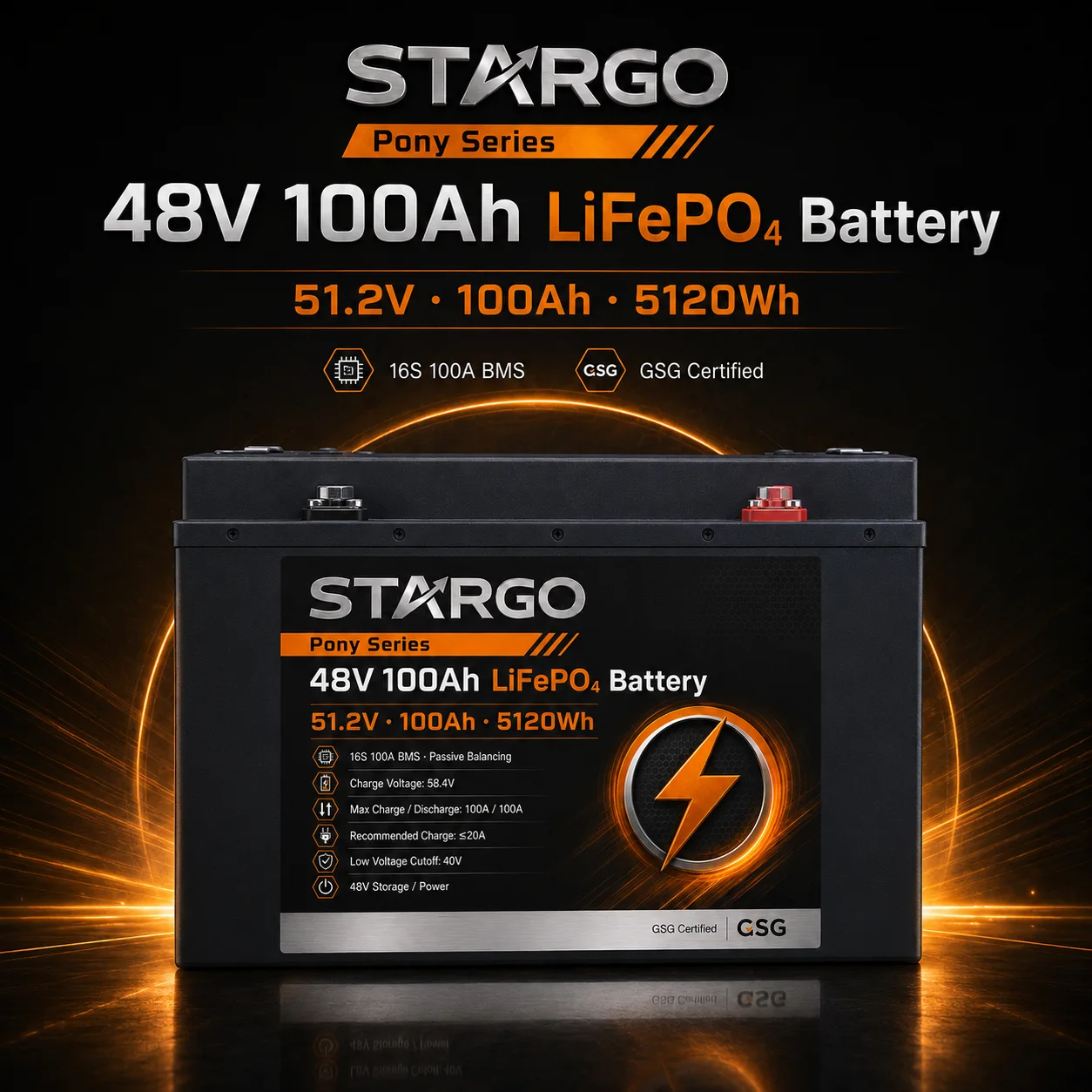 STARGO Pony Series 48V 100Ah — LiFePO₄ General LiFePO₄ Battery