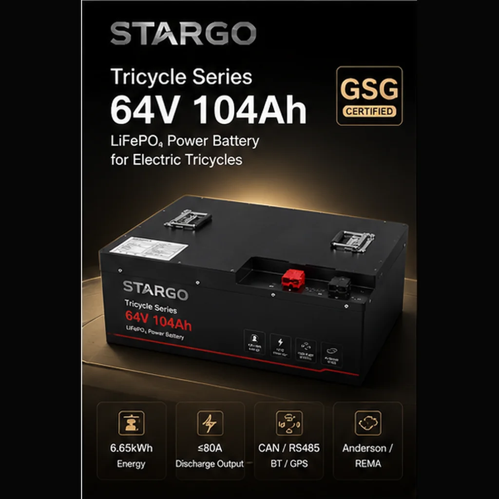 STARGO E-Tricycle 64V 104Ah — LiFePO₄ Electric Two-Wheel / Three-Wheel Vehicle Battery