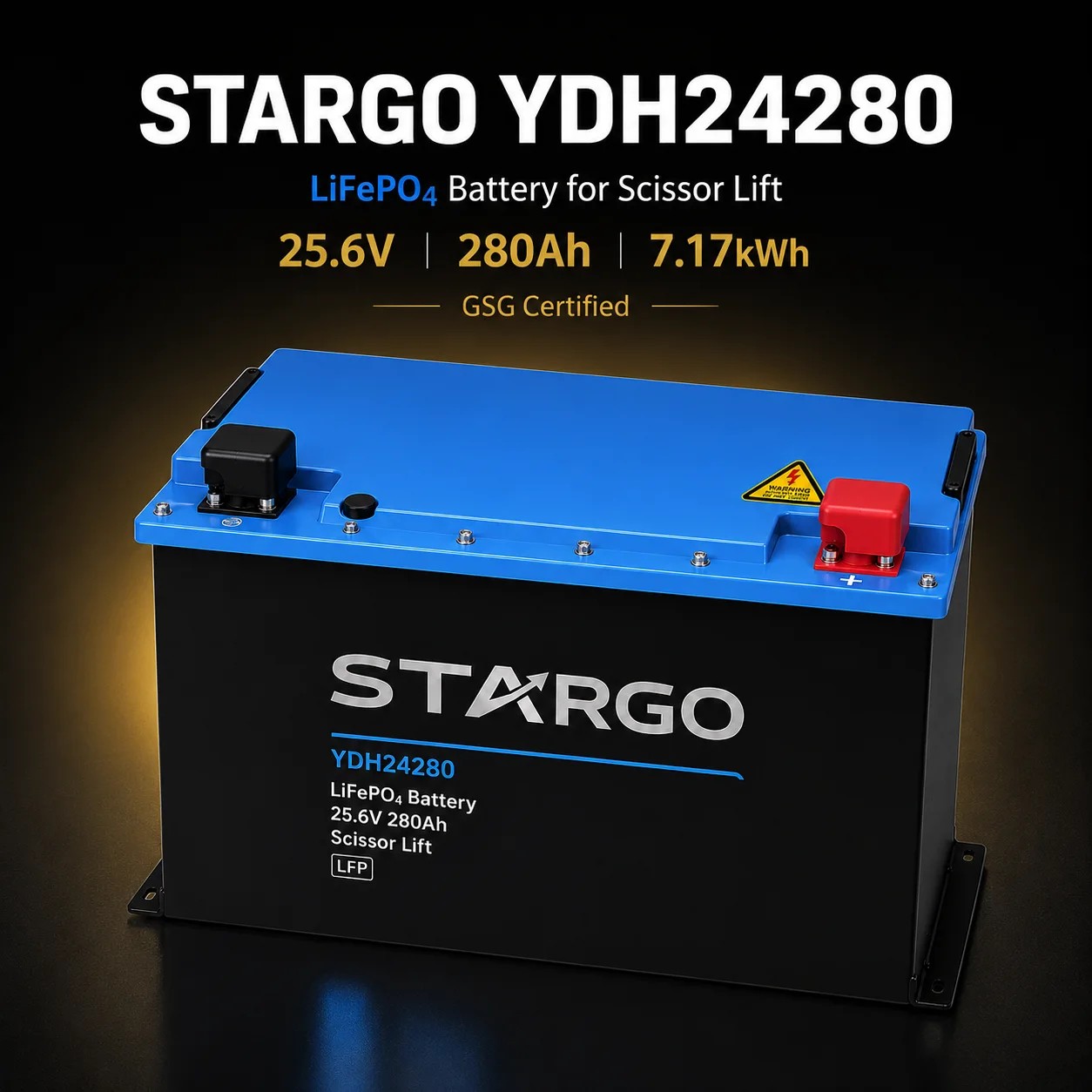 STARGO YDH24280 Scissor Lift — LiFePO₄ Aerial Work Platform Battery