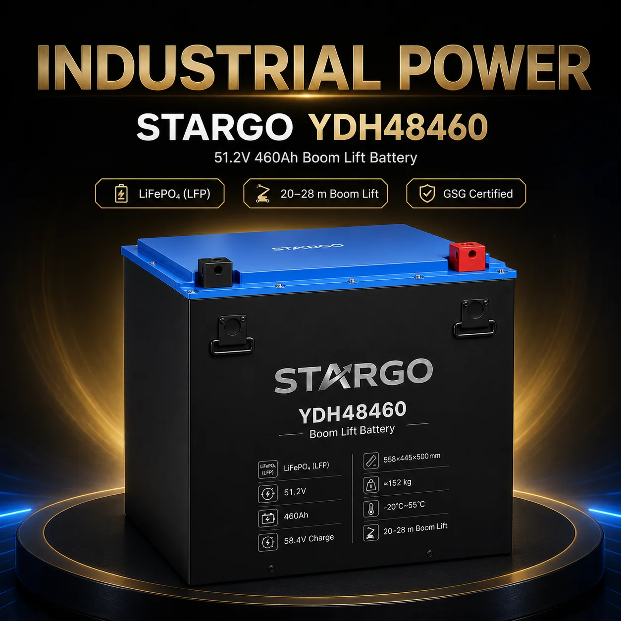 STARGO YDH48460 Boom Lift — LiFePO₄ Aerial Work Platform Battery