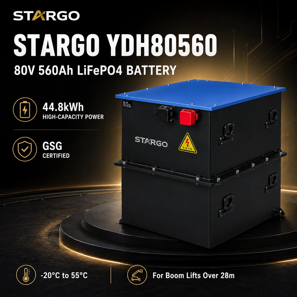 STARGO YDH80560 Boom Lift — LiFePO₄ Aerial Work Platform Battery