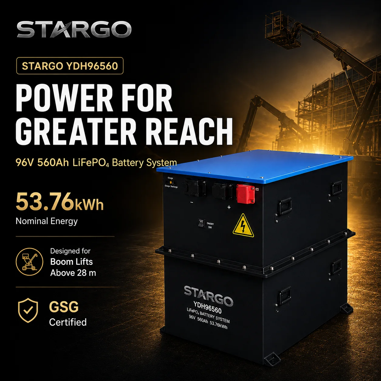 STARGO YDH96560 Boom Lift — LiFePO₄ Aerial Work Platform Battery