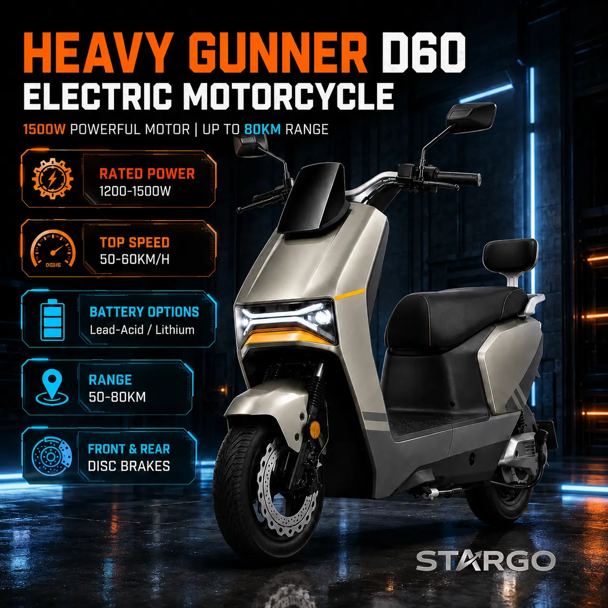 STARGO Heavy Gunner D60 Premium E-Motorcycle